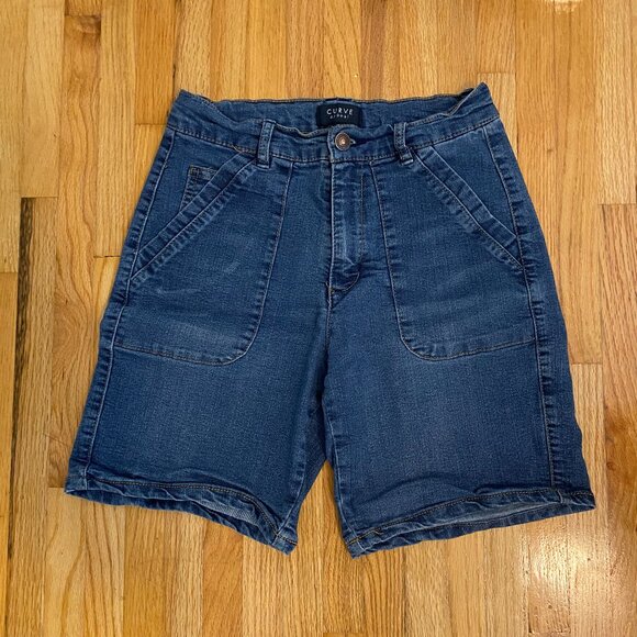 CURVE APPEAL Women Midi Jean Shorts with Front and Back Pockets Size 2 - Picture 1 of 7